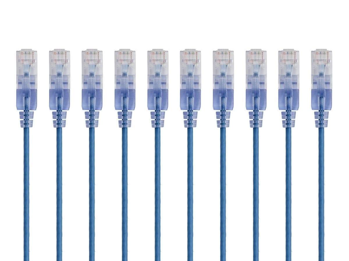 10-Pack Blue 7ft Cat6A Ethernet Cables - 10G Speeds!