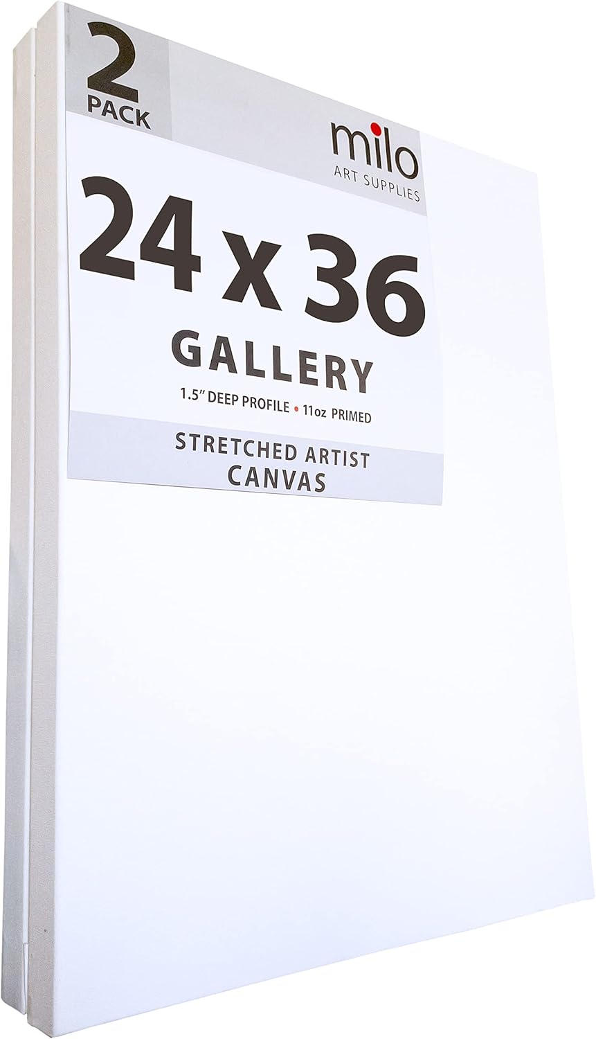 Milo Stretched Artist Canvas 24 x 36 in 2 Pack for Painting