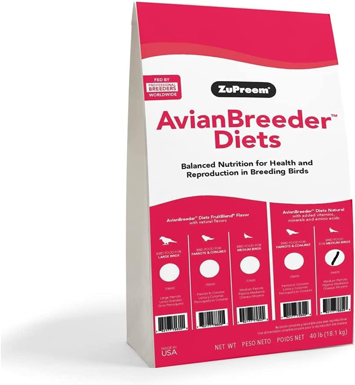 Zupreem Natural Avian Breeder Food For Birds, 40-Pound Size