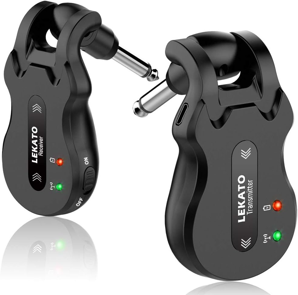 LEKATO Wireless Guitar System: 4 Channels, Rechargeable, 5.8 GHz