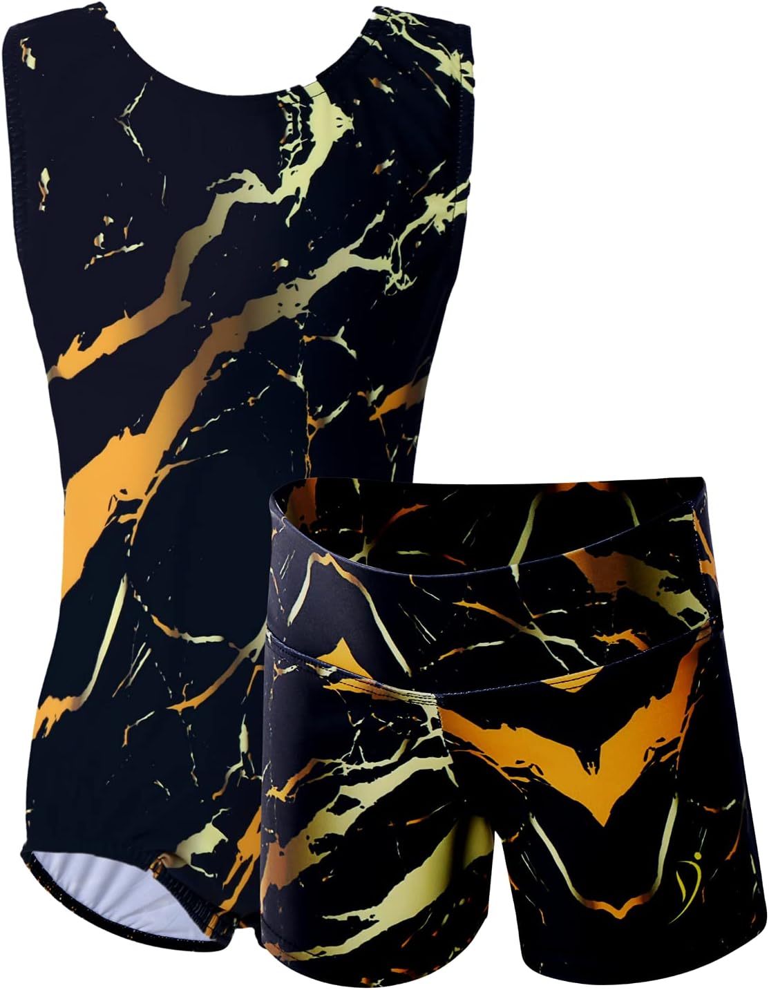 Dancina Marble Line Gymnastics Leotards for Girls with Shorts