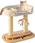 5-in-1 Small Wooden Cat Tree Tower - Compact Sisal Scratching Post
