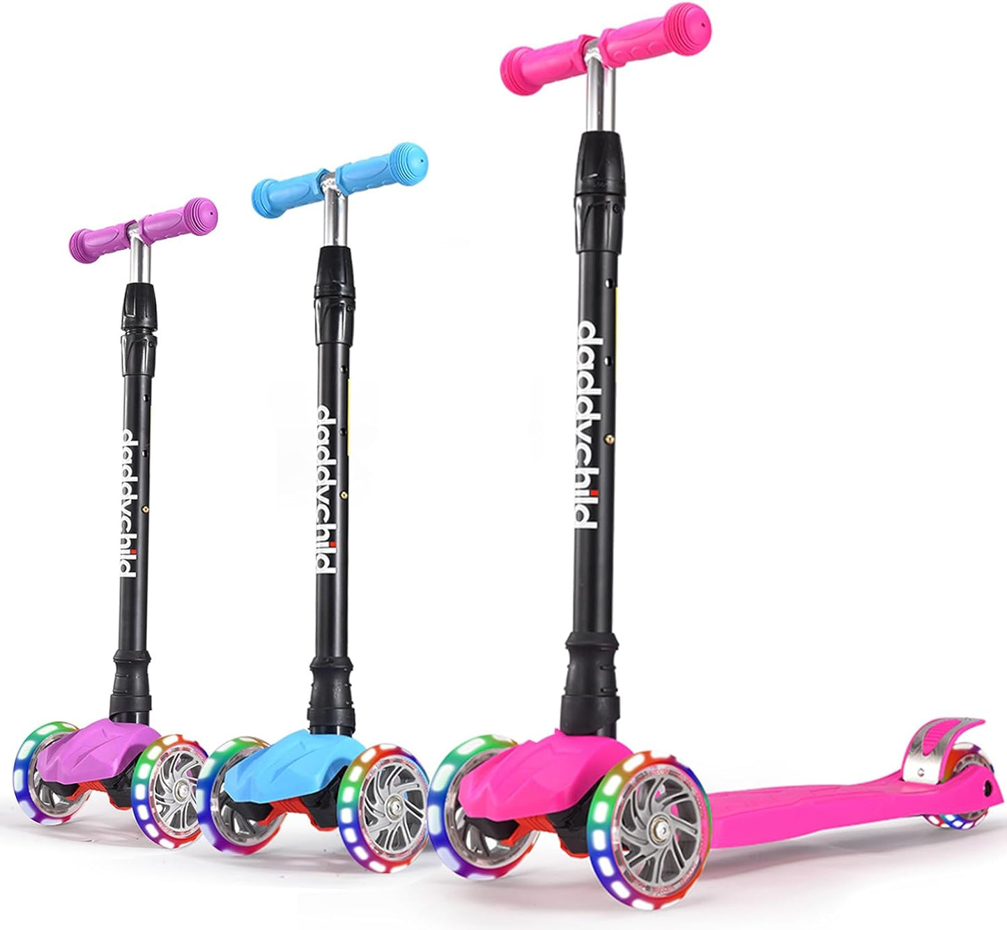 Kids Kick Scooter with Adjustable Height and Flashing Wheels