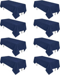 Navy Blue 60 x 102 in Rectangular Tablecloth 8 Pack - Wrinkle