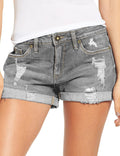 luvamia Women's Ripped Denim Jean Shorts High Waisted Stretchy Folded
