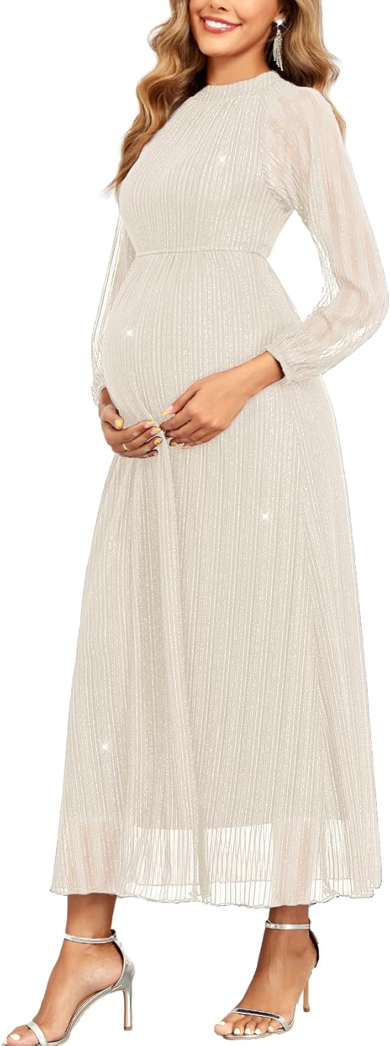 Maternity Sparkly Mesh Dress for Baby Showers and Photoshoots