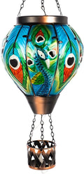 Peacock Hot Air Balloon Solar Lantern for Outdoor Decor