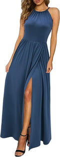 Women's Summer Maxi Dress Sleeveless Split Floral - Flowy Beach