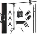 Stainless Steel C Stand Light Stand with Boom Arm - Heavy Duty 10.8ft