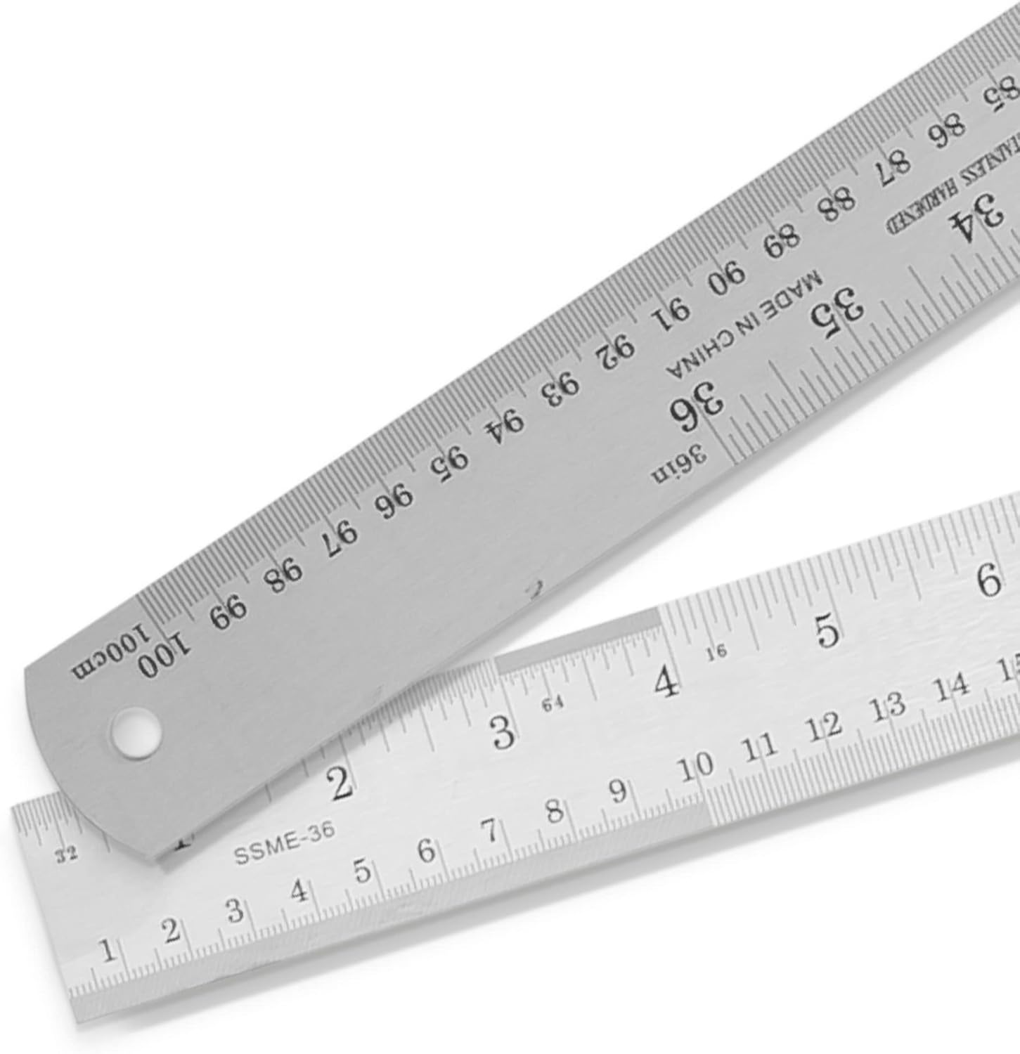 2 Pack 36 Inch Stainless Steel Ruler with Metric Conversion