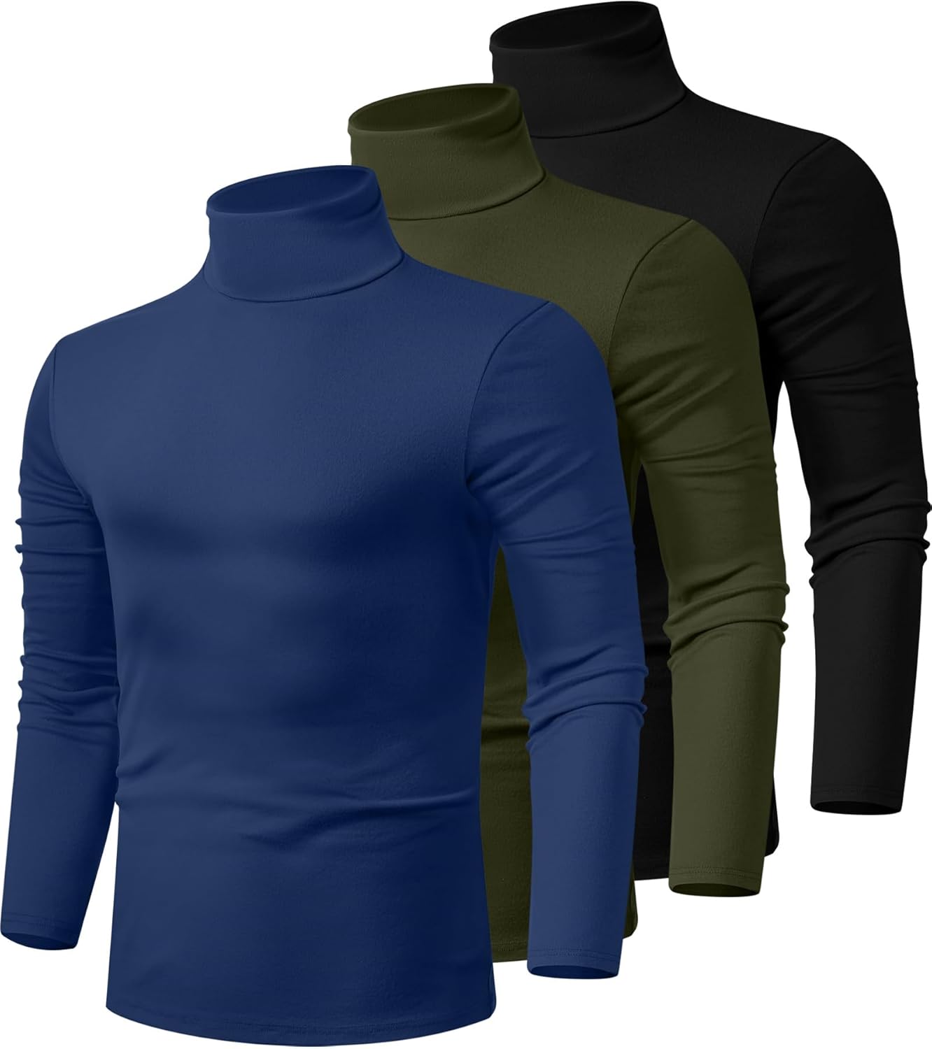 Men's Turtleneck Shirts 3 Pack - Comfortable Cotton Sweaters