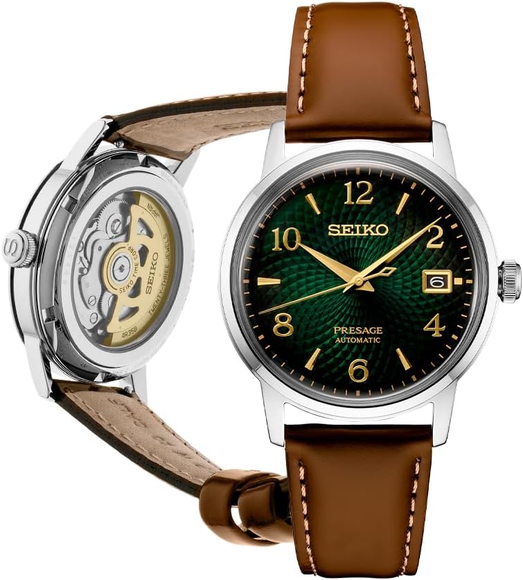 SEIKO Men's Presage Cocktail Time Watch - Golden Numerals, Date, 50m Water Resist