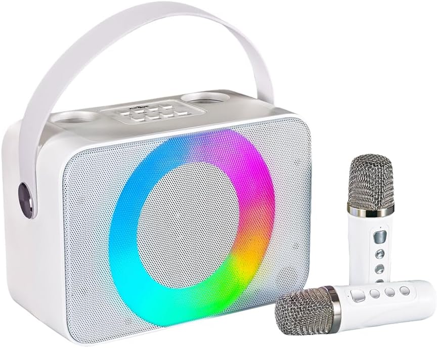 Portable Karaoke Machine with 2 Wireless Microphones for Fun