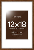 Homeforia 12 x 18 Walnut Wood Frame with Mat - Gallery Clarity