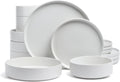 over&back 16-Piece Stackable Dinnerware Dish Set - Semi-Matte White
