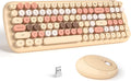 Wireless Keyboard and Mouse Combo Pale Coffee Colorful Round Keycap