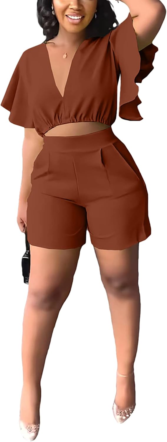 Fooullaide Womens Summer 2 Piece Outfit Set for Beach Vacations