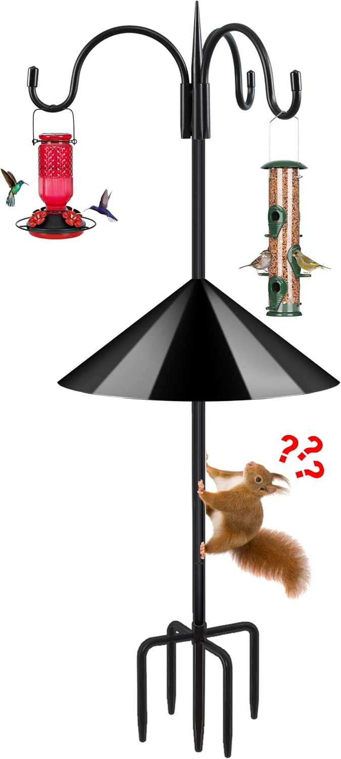 Adjustable Shepherd Hook with Squirrel Baffles for Garden Use