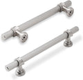 10 Pack 5 in Cabinet Pulls Brushed Satin Nickel - Knurled Handles