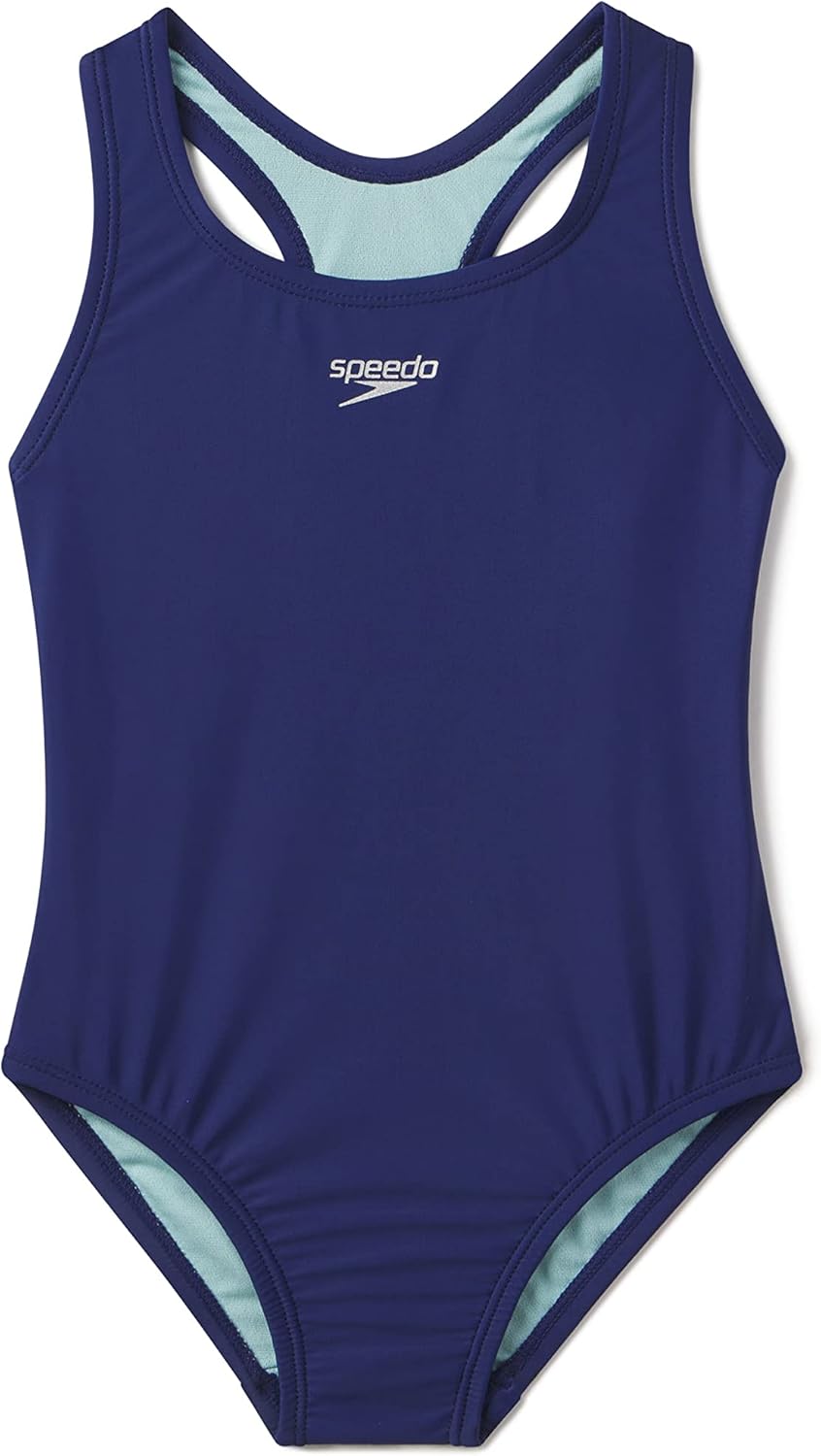 Speedo Girl's One Piece Closed Racerback Swimsuit for Comfort