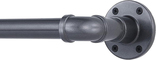 1 Outdoor Curtain Rod Set, Adjustable 66-120, Industrial Grey Rod