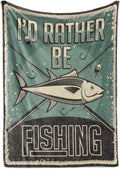 I'd Rather Be Fishing Flannel Throw Blanket - Cozy Gift for Men