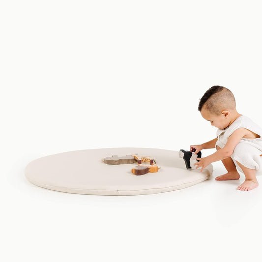 Water-Resistant Ivory Circle Play Mat for Kids by Gathre