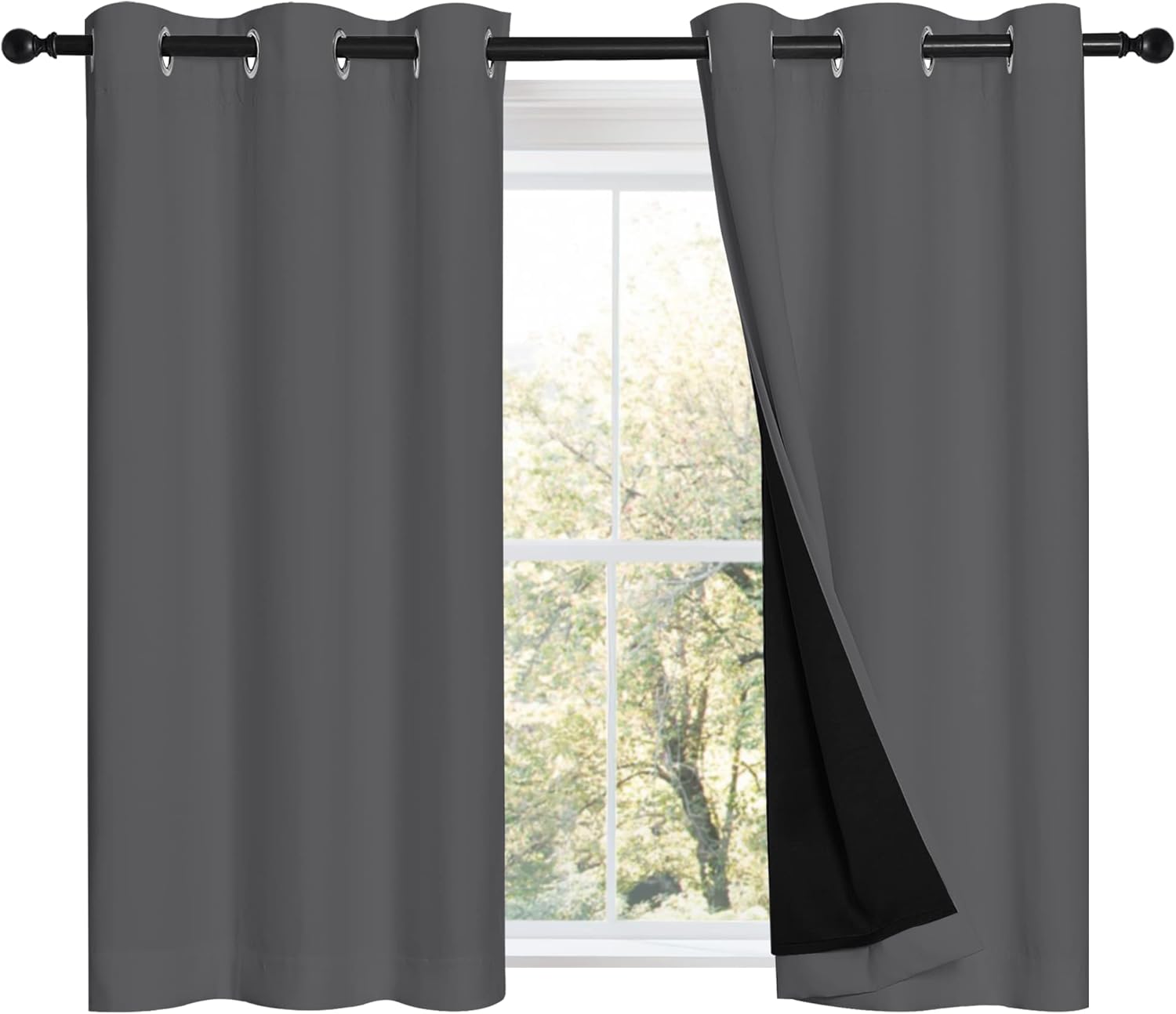 NICETOWN Grey 100% Blackout Room Warming Curtains for Comfort