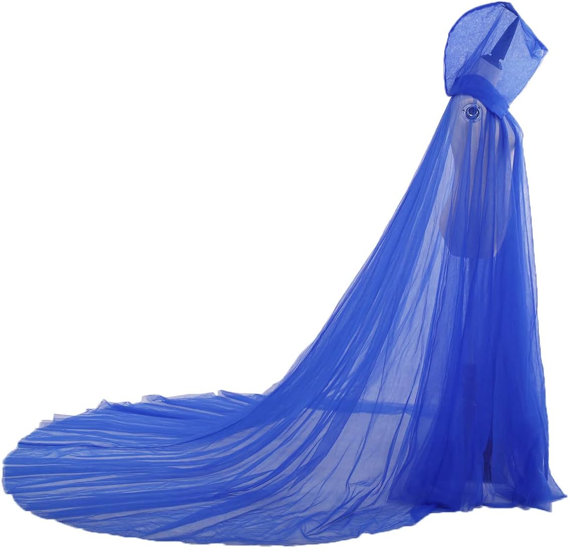 Women Wedding Tulle Cape Hooded Elf Cloak with Long Train