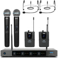 4-Channel Wireless Microphone System - 250ft Range for Events