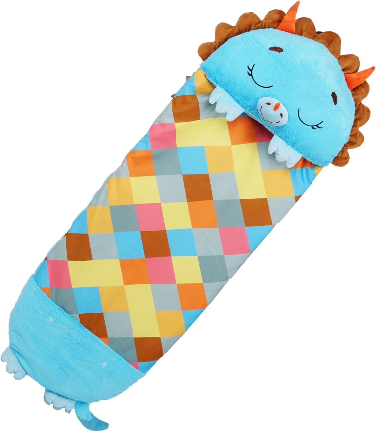Happy Nappers Plush Animal: Blue Triceratops Sleepy Sack