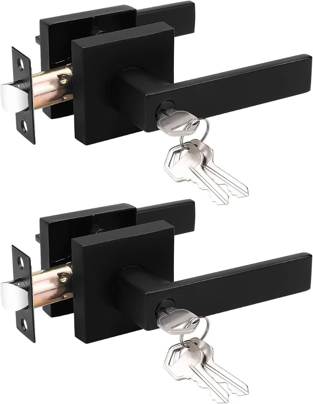 Probrico Entry Door Lever with Lock and Key for Security