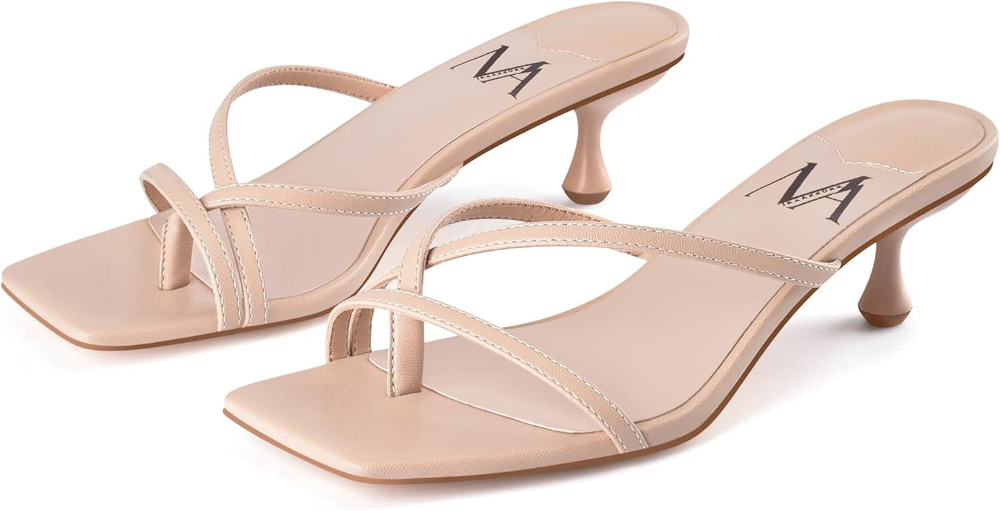 MIRAAZZURRA Kitten Heels for Women - Trendy Flip Flop Slides