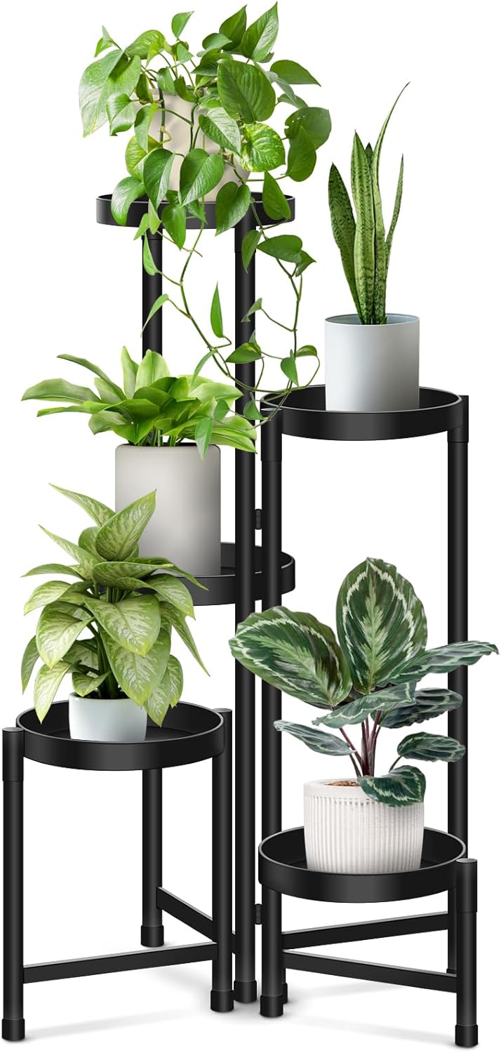 YEMOTTS Metal Plant Stands: 5 Tier Foldable Corner Display