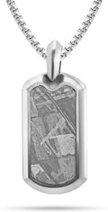 Meteorite Necklace for Men Premium Dog Tag Pendant 22in