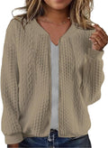 Womens Zip Up Cardigan Jacket - Cozy Crewneck Layering Piece