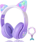 Cat Ear Kids Headphones Bluetooth LED Wireless/Wired Over Ear - Cute