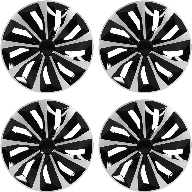 ABX Hubcap Wheel Covers Set of 4 Stylish 16 Inch Black & Silver