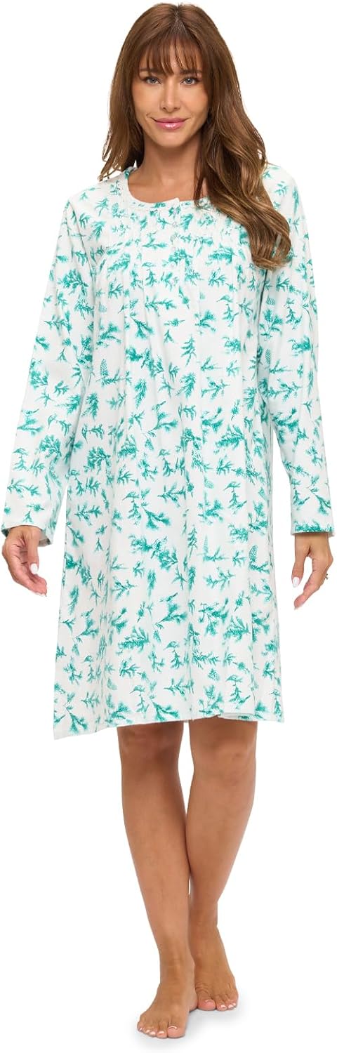 Floral Long Sleeve Nightgown for Women - Cozy and Elegant