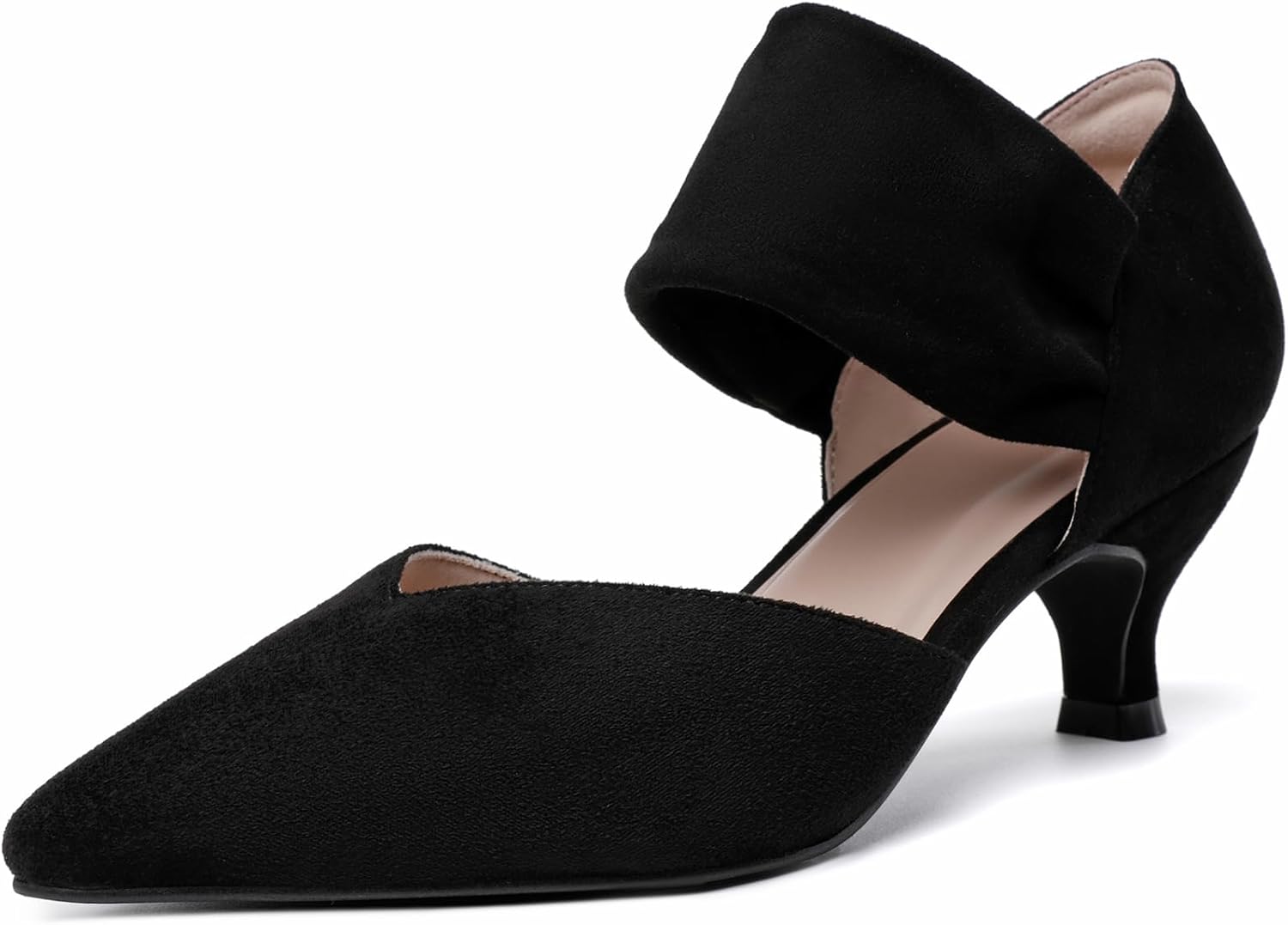 RIBONGZ Kitten Heels for Women Closed Toe Comfortable Pumps