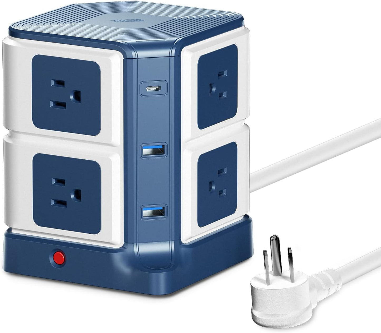 Power Strip Tower with PD20W USB C and 8 Outlets for Fast Charging