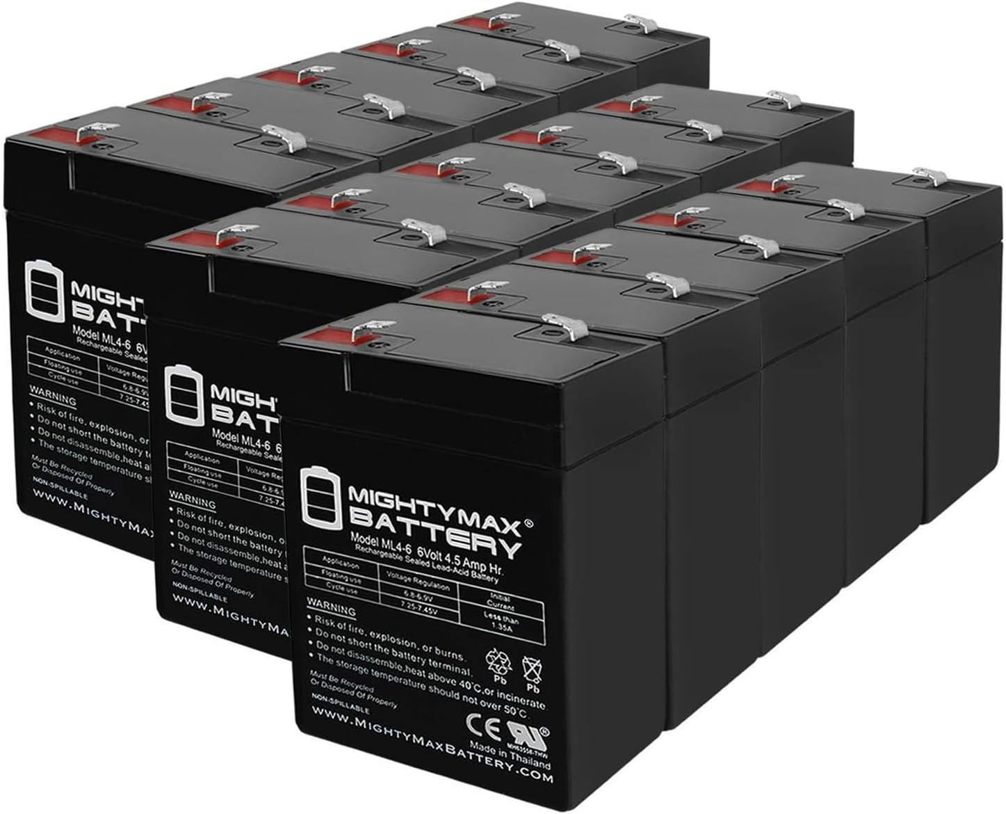 Mighty Max Battery ML4-6 6V 4.5AH SLA Battery Pack of 15
