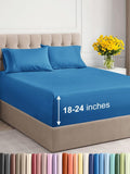 Extra Deep Twin Sheet Set Denim Blue - 4 Piece Deep Pocket Sheets