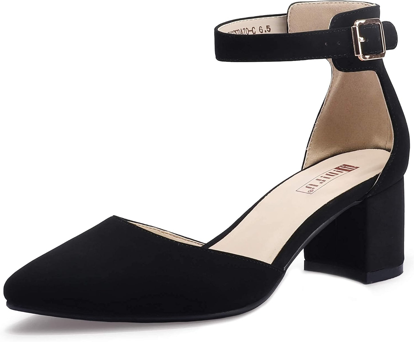 IDIFU Women's Low Block Heels Comfortable Chunky Wedding Pumps