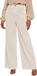 Sidefeel Women's Corduroy Wide Leg Pants - Comfortable High Waist Fit