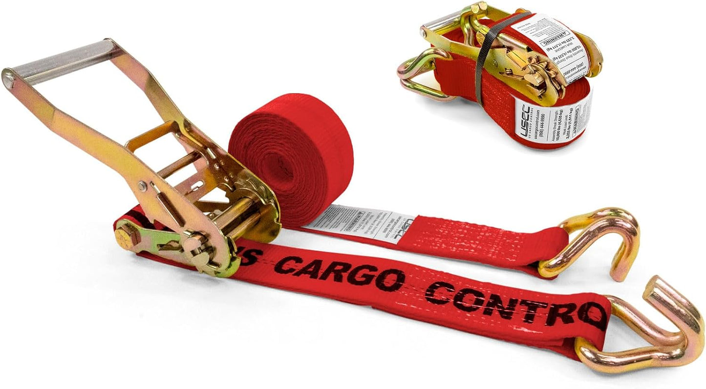 Heavy Duty Ratchet Straps with J Hooks for Secure Cargo Tie Downs