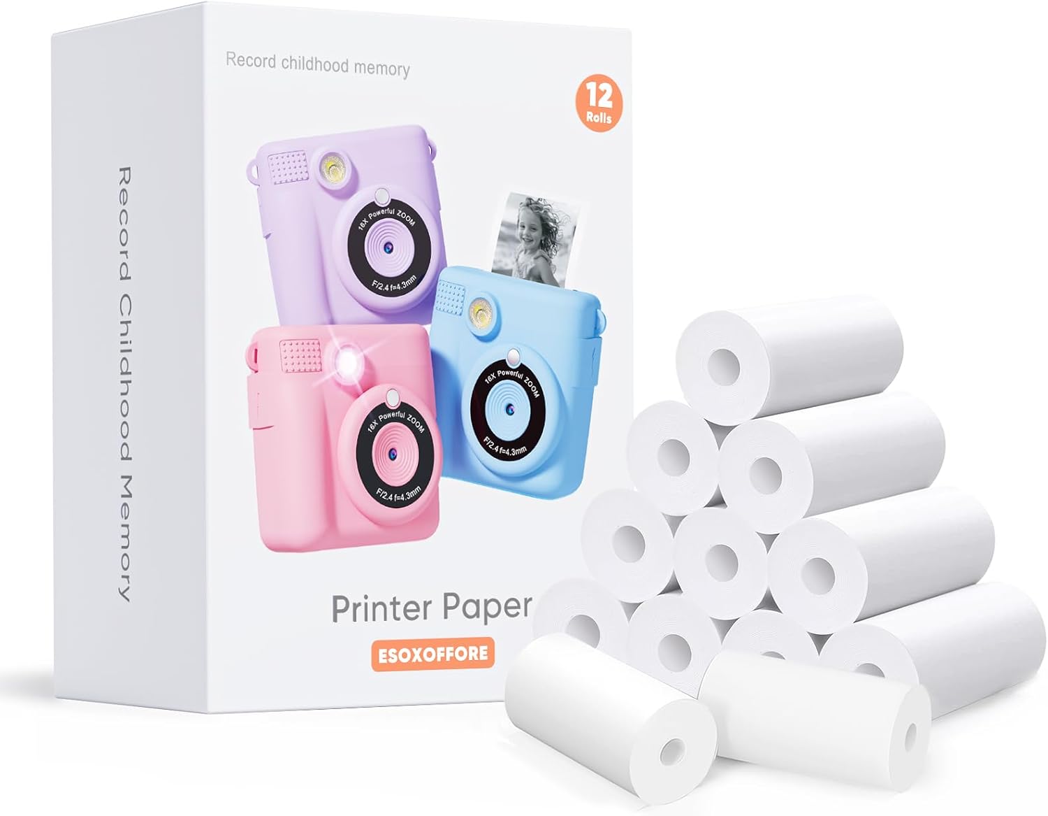 Vivid Instant Print Paper for Kids - 12 Rolls