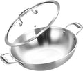 Inqibee 10-in Stainless Steel Wok Pan with Lid - Versatile Induction