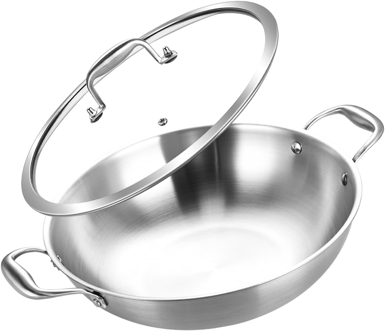 10-Inch Tri-Ply Stainless Steel Wok Pan for Versatile Cooking