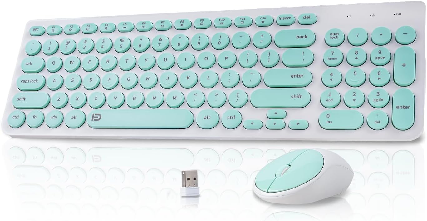 XuanGui Wireless Keyboard Mouse Combo with Retro Round Keycaps
